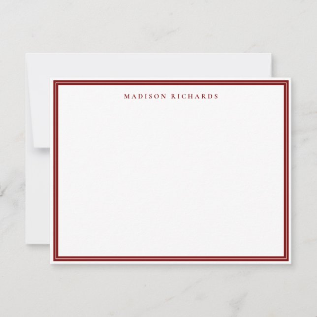 Basic Deep Red Border Personalized  Card (Front)