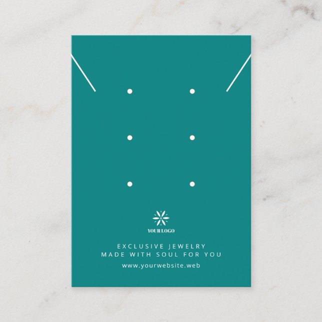 Basic Deep Teal Jewellery Display Logo TMF26 Business Card (Front)