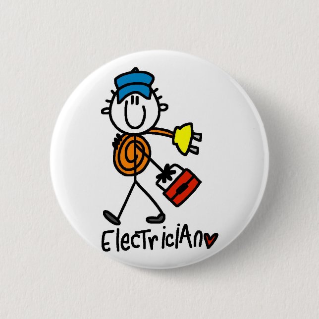 Basic Electrician Tshirts and Gifts 2 Inch Round Button (Front)