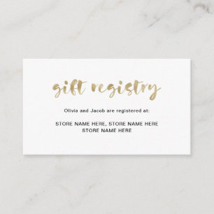 Basic Elegant Faux Gold   Gift Registry Enclosure Card