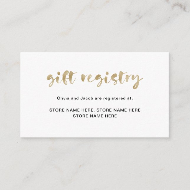 Basic Elegant Faux Gold | Gift Registry Enclosure Card (Front)