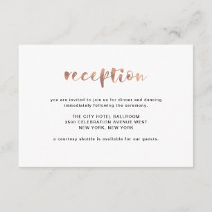 Basic Elegant Faux Rose Gold   Reception Enclosure Card