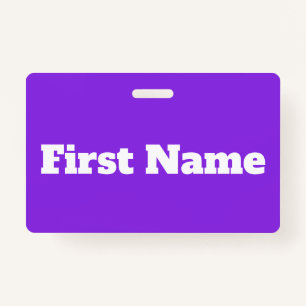 Basic, Elegant, Purple Background & White Name Badge