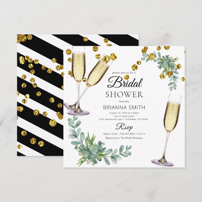 Basic Eucalyptus Greenery Bridal Shower Invitation (Front/Back)