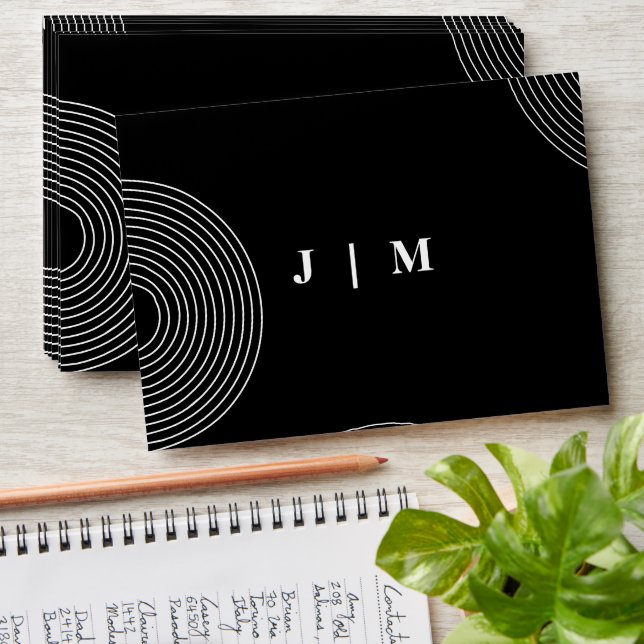 Basic Formal Black Modern Geometric Wedding Envelope (Stacked)