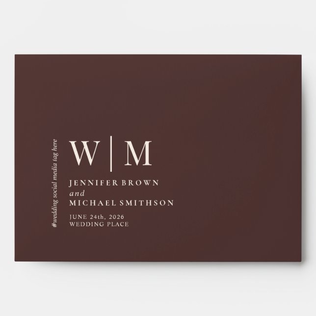 Basic Formal Brown Colour Modern Minimal Wedding Envelope (Front)