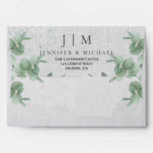 Basic Formal Eucalyptus Modern Minimalist Wedding Envelope
