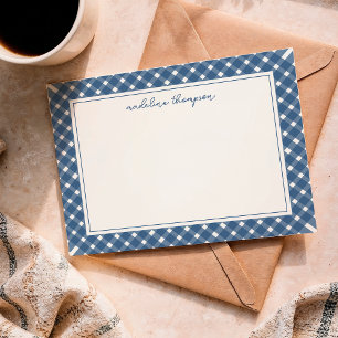 Basic Gingham Light Navy Blue Border Card