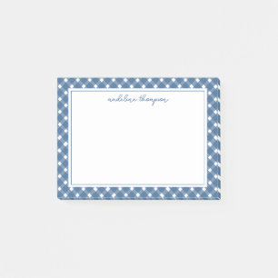 Basic Gingham Light Navy Blue Border Post-it Notes