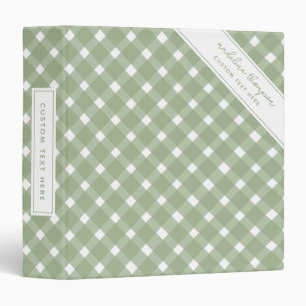 Basic Gingham Sage Green Binder