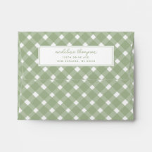 Basic Gingham Sage green Border Address 