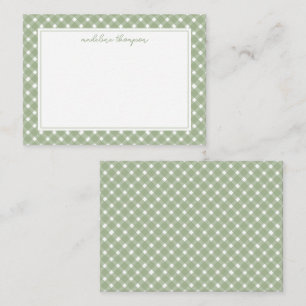 Basic Gingham Sage Green Border Card