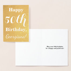 Basic Gold Foil 50th Birthday + Custom Name Foil Card