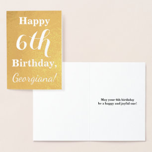 Basic Gold Foil 6th Birthday + Custom Name Card