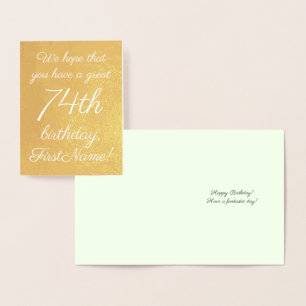 Basic Gold Foil 74th Birthday Greeting Card
