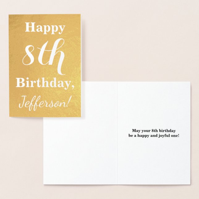 Basic Gold Foil 8th Birthday + Custom Name Foil Card (Display)