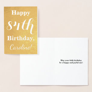 Basic Gold Foil "HAPPY 84th BIRTHDAY"; Custom Name Card