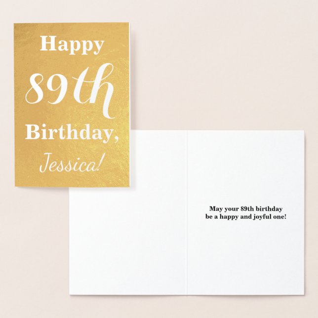 Basic Gold Foil "HAPPY 89th BIRTHDAY"; Custom Name Card (Display)