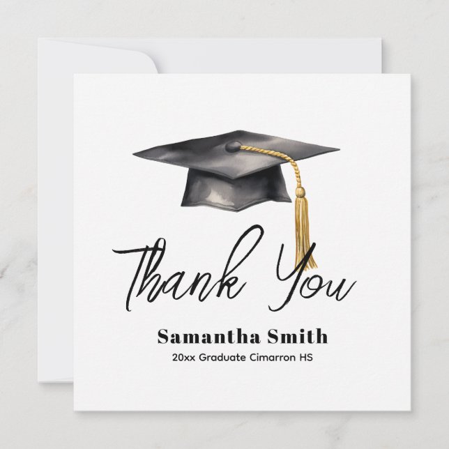 Basic Graduation Party Flat Thank You Card (Front)