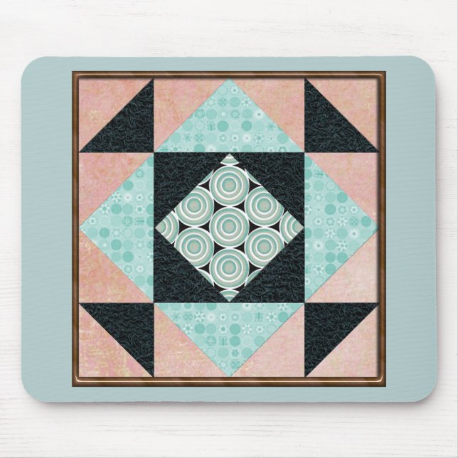 Basic Hourglass in Turquoise and Peach Mouse Pad (Front)