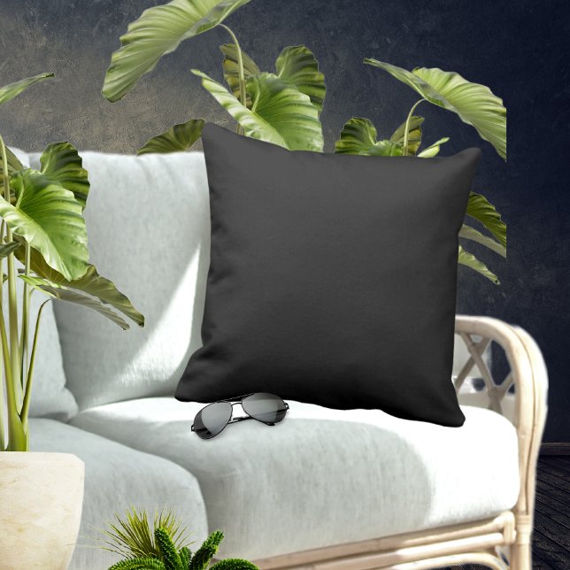Basic Jet Ink Black Solid One Colour Monochromatic Outdoor Pillow (Creator Uploaded)