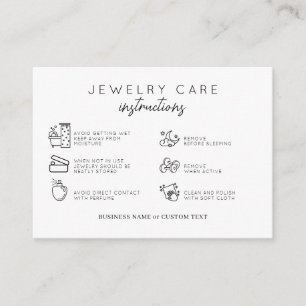 Basic Jewellery Care Instructions Earring Business Enclosure Card