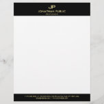 Basic Letterhead Elegant Black White Gold Monogram<br><div class="desc">Basic Letterhead Elegant Black White Gold Monogram Simple Modern Template Letterhead.</div>