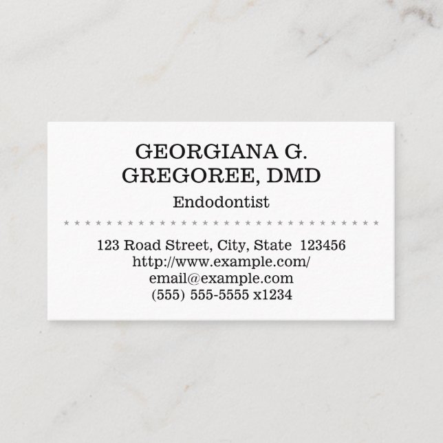 Basic & Low-Key Endodontist Business Card (Front)