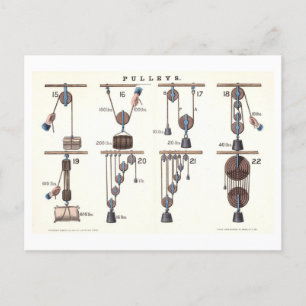Basic Machines: Pulleys Vintage Physics Postcard