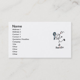 Basic Male Stick Figure Badminton Business Card