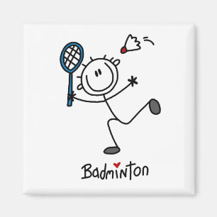Basic Male Stick Figure Badminton Magnet