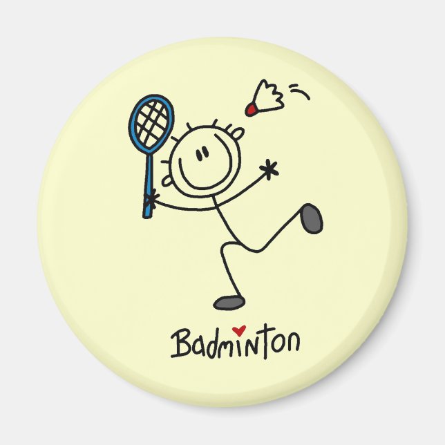 Basic Male Stick Figure Badminton Magnet (Front)
