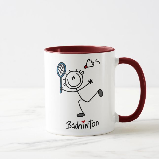 Basic Male Stick Figure Badminton Mug (Right)