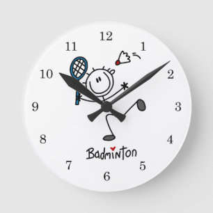 Basic Male Stick Figure Badminton Round Clock