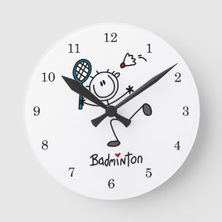 Basic Male Stick Figure Badminton Round Clock