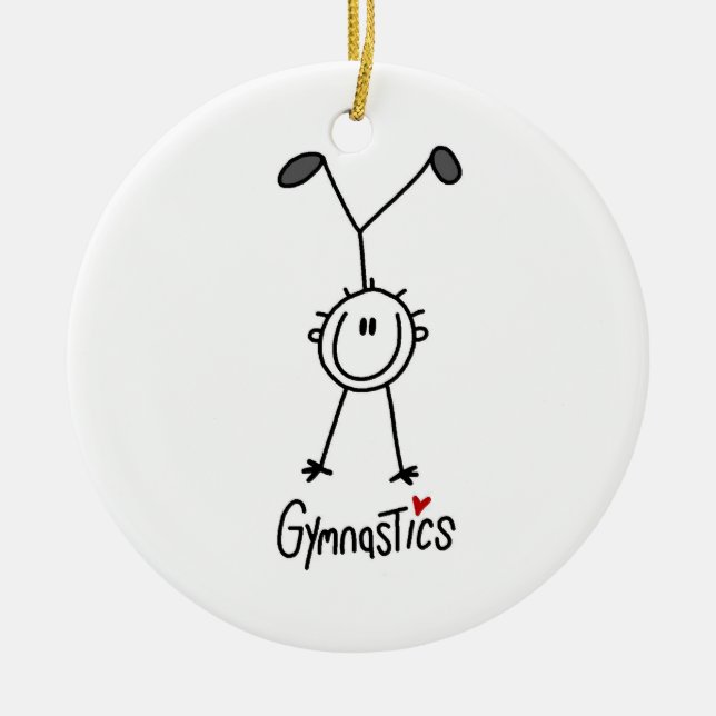 Basic Male Stick Figure Gymast T-shirts and Gifts Ceramic Ornament (Front)