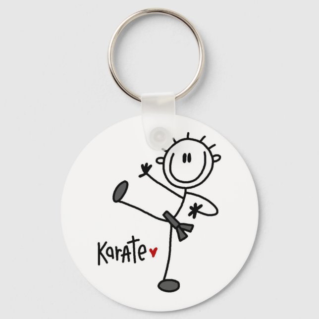 Basic Male Stick Figure Karate T-shirts and Gifts Keychain (Front)