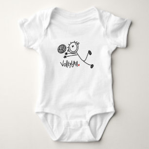 Basic Male Stick Figure Volleyball Baby Bodysuit