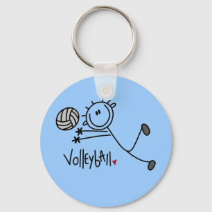 Basic Male Stick Figure Volleyball Keychain
