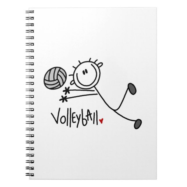Basic Male Stick Figure Volleyball Notebook (Front)