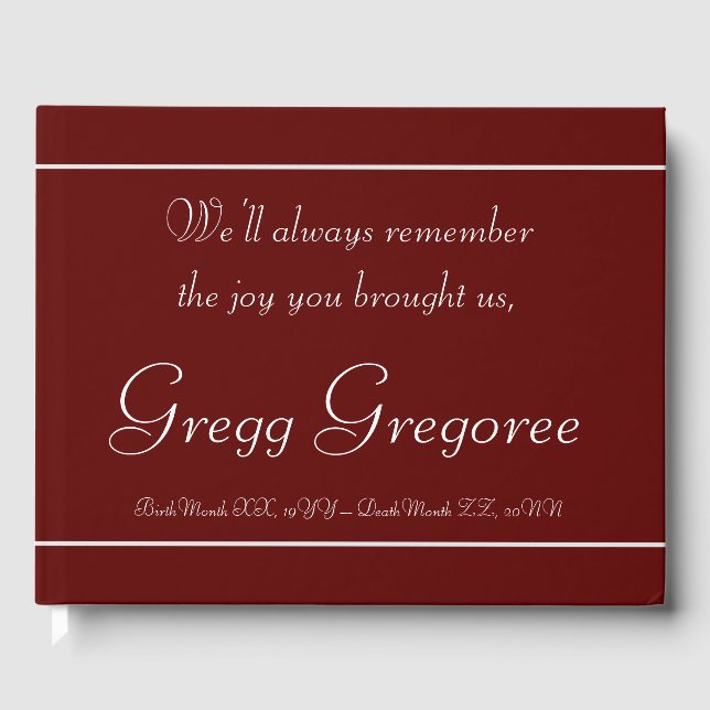 Basic & Minimal Memorial Guest Book (Front)