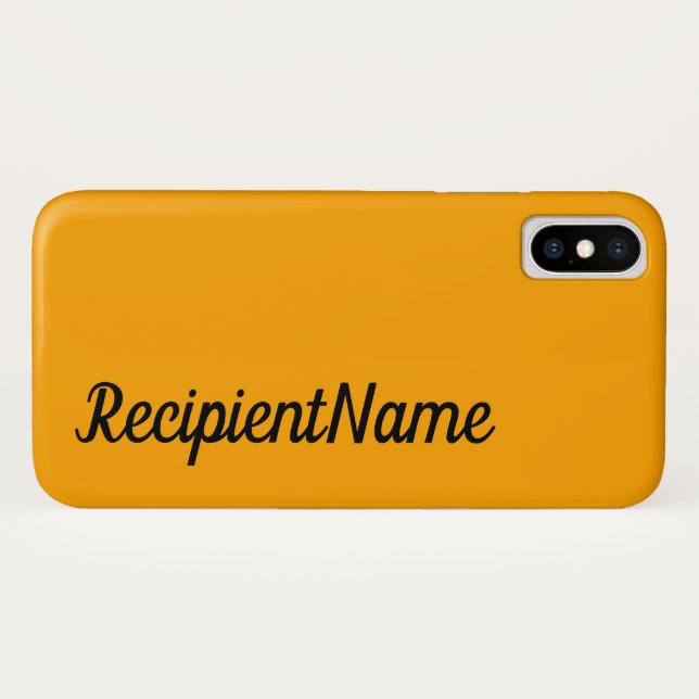 Basic, Minimal, Orange Background and Black Name Case-Mate iPhone Case (Back (Horizontal))