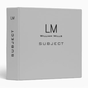 Basic Minimalist Gray Binder with Name