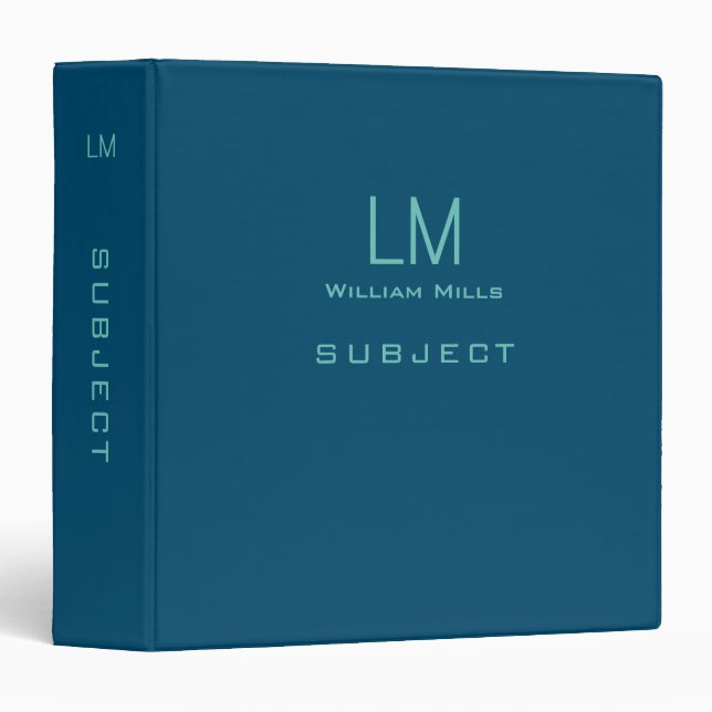Basic Minimalist Navy-Blue Binder with Name (Front/Spine)