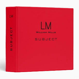 Basic Minimalist Red Binder with Name