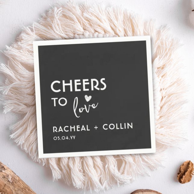 Basic Minimalist Simple Modern Cheers Heart Napkin (Creator Uploaded)