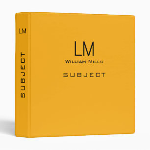Basic Minimalist Yellow Binder with Name
