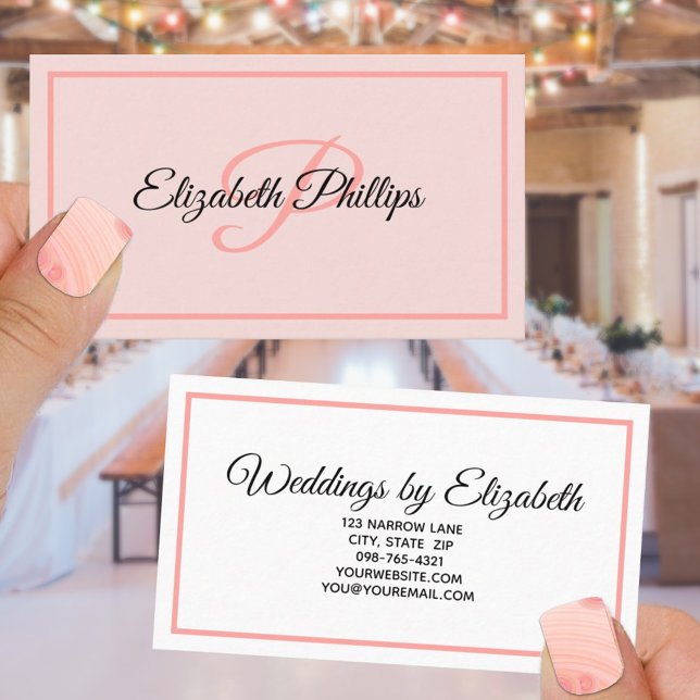 Basic Misty Rose  Monogram Letter Professional Business Card (Creator Uploaded)