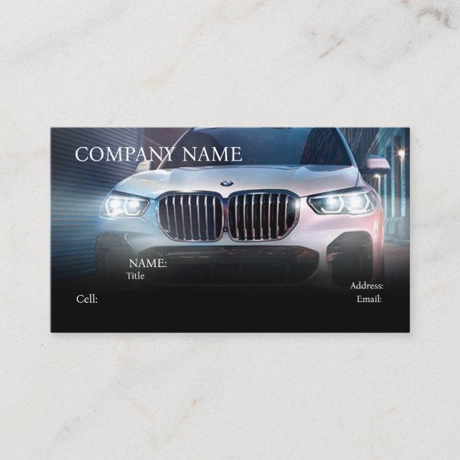 BASIC MODÈLE VOITURE SPORTIVE CARTE DE VISITE (Devant)