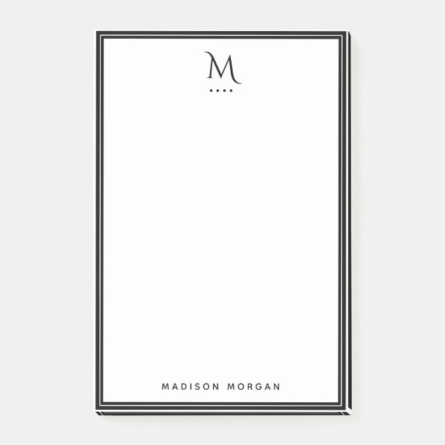 Basic Monogram Black Border Personalized  Post-it Notes (Front)